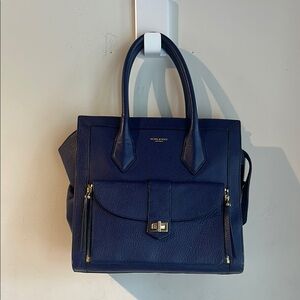 henri Bendel Blue Rivington Tote Bag with Structured Design and Top Handles